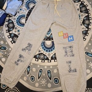Casual Gray Joggers with Graphic Print